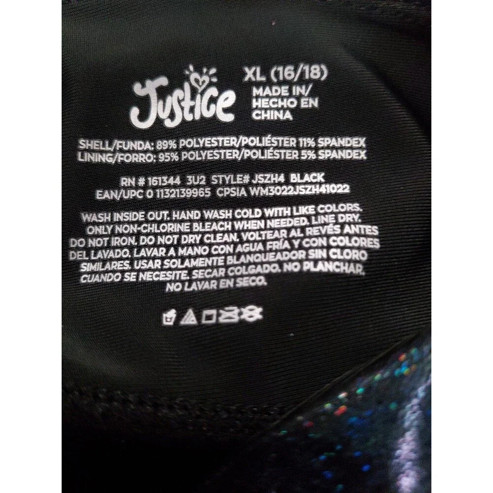 Justice girls XL(16/18) iridescent dance & gym shorts metallic black nwt